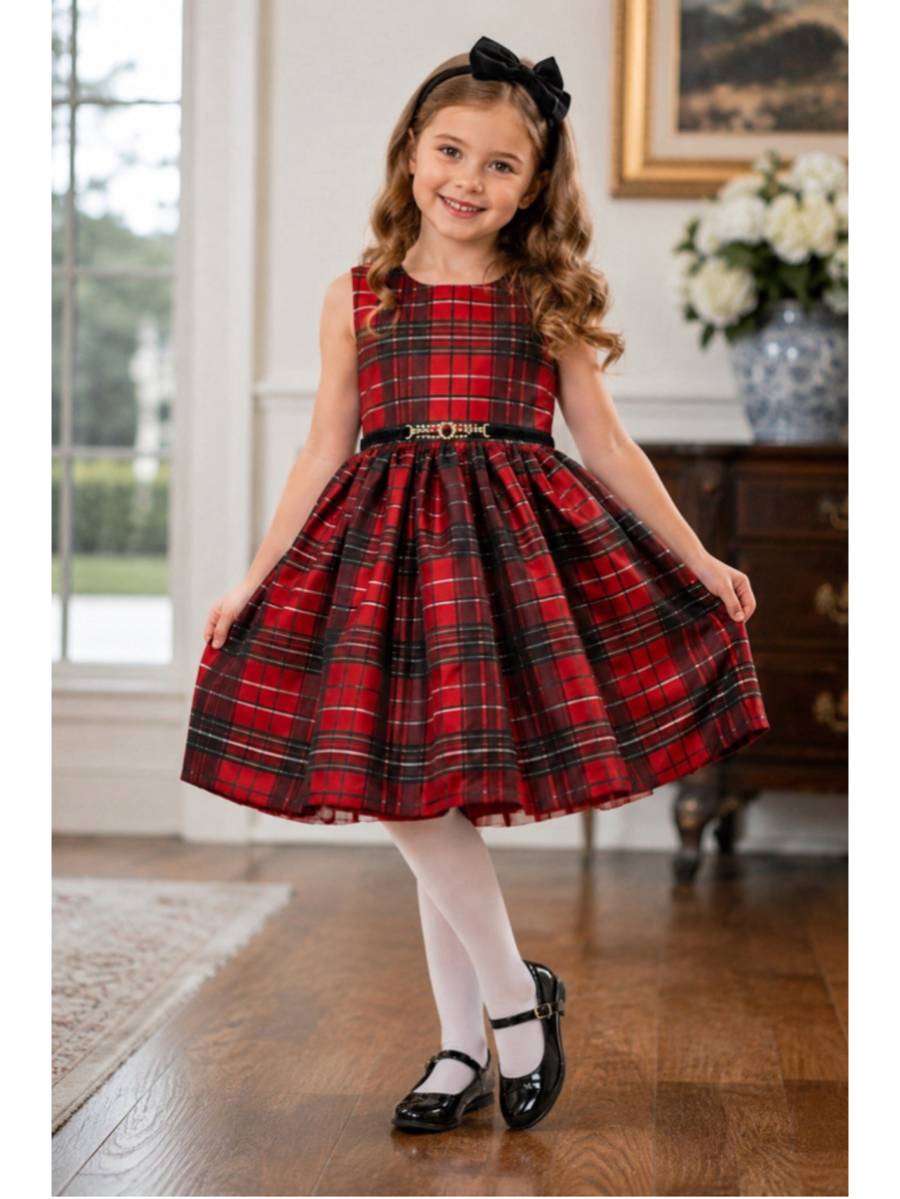 Pippa & Julie Girls 6X Red Plaid Christmas Party Dress Taffeta Crinoline